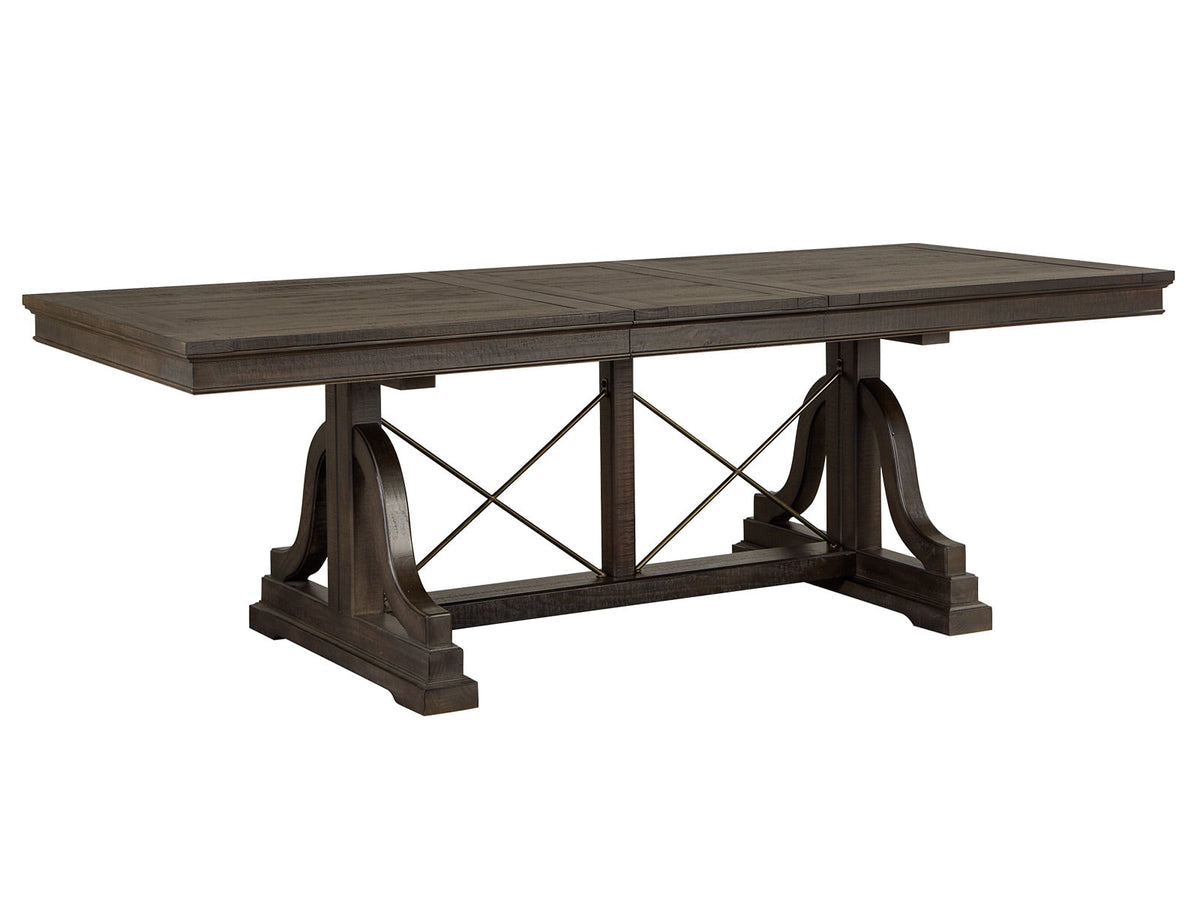Magnussen Home Westley Falls Graphite Extendable Trestle Dining Table With 4 Side Chairs