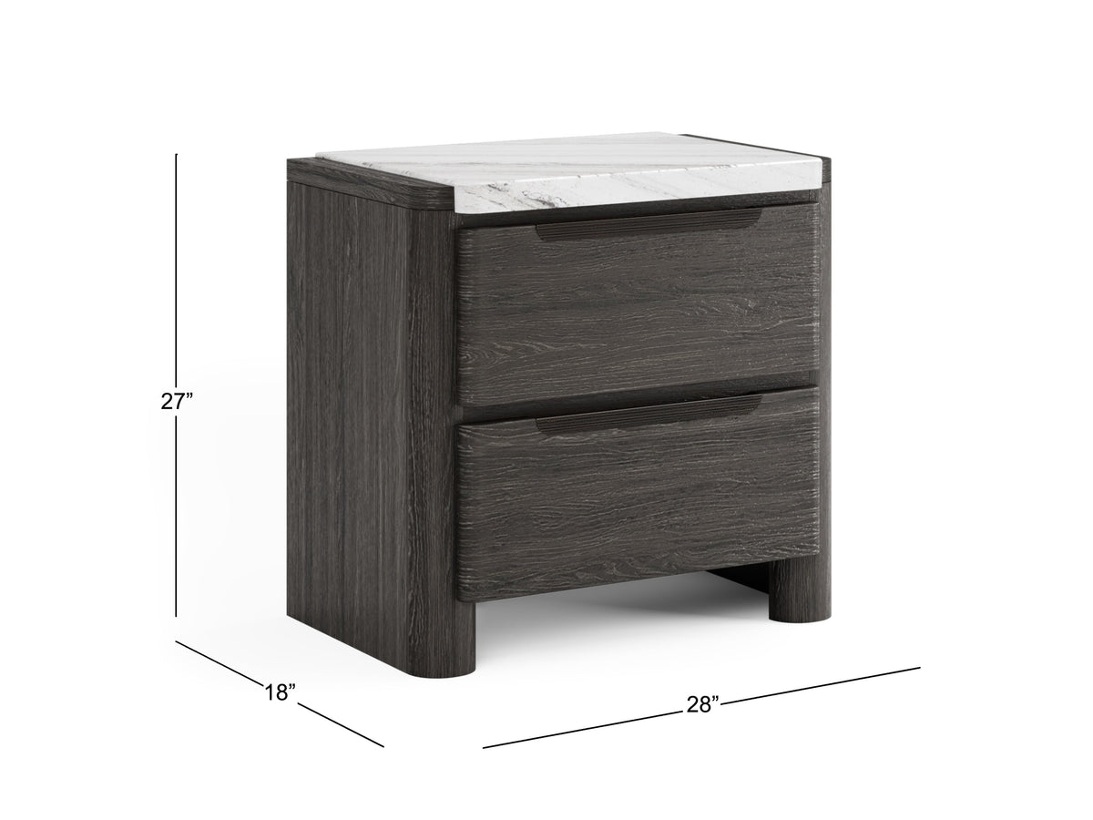 Magnussen Home Keaton Black Queen Upholstered Panel Bed With Nightstand