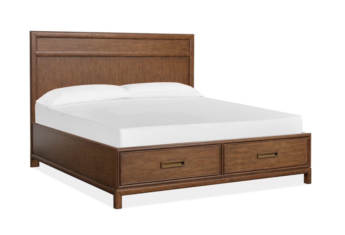 Magnussen Home Ridgefield Russet Queen Panel Storage Bed With Nightstand