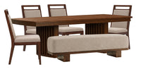 Magnussen Home Reena Rich Brown Extendable Trestle Dining Table With 4 Side Chairs And Bench