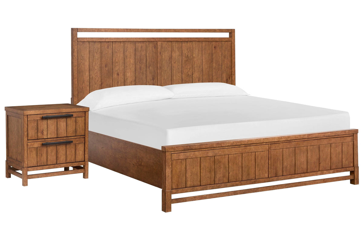 Magnussen Home Conway Honey Wheat King Panel Bed With Nightstand