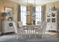 Magnussen Home Newport Alabaster Extendable Round Dining Table With 4 Side Chairs