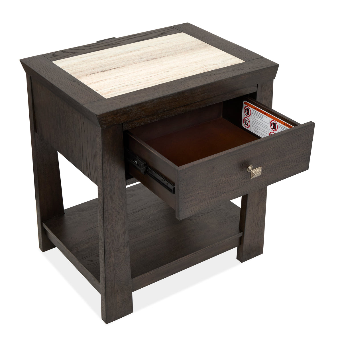 Magnussen Home Tauren Coffee Bean Queen Panel Bed With Open Nightstand
