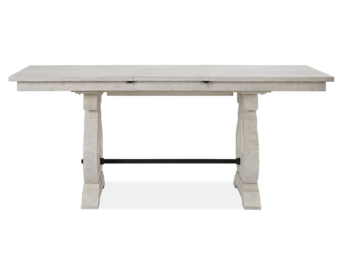 Magnussen Home Bronwyn Alabaster Extendable Rectangular Counter Height Dining Table With 4 Counter Chairs Server And Dining Cabinet