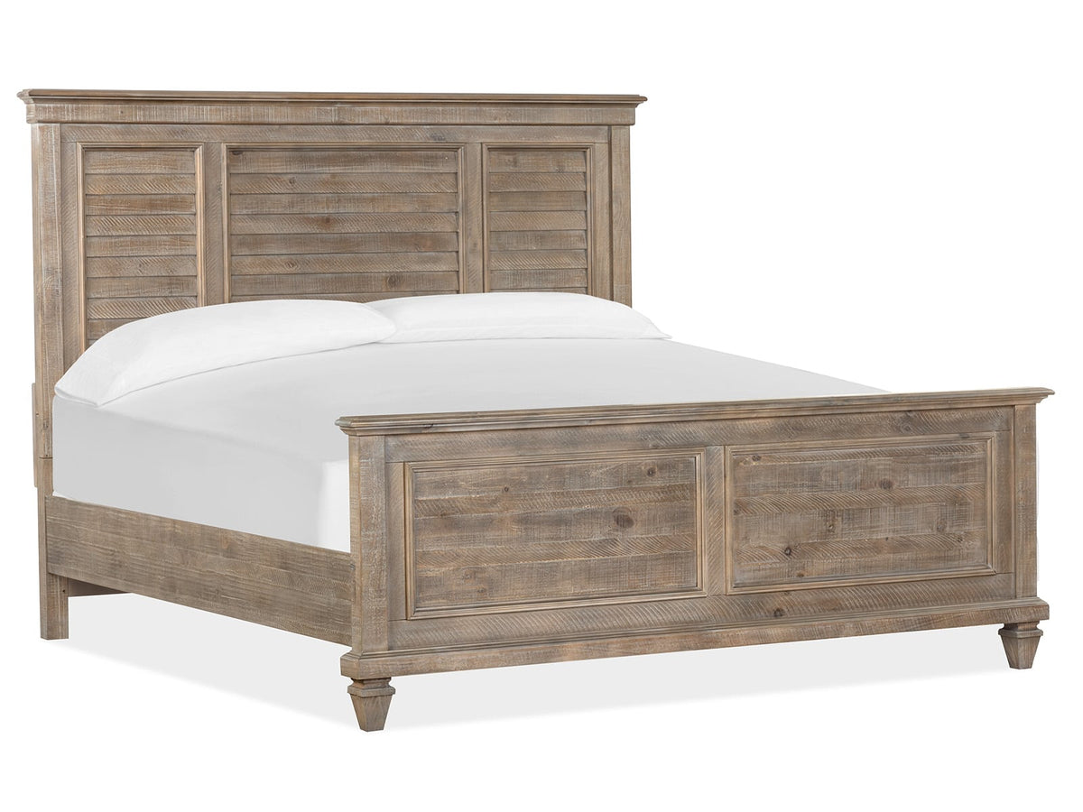 Magnussen Home Lancaster Dovetail Grey King Shutter Panel Bed With Nighstand