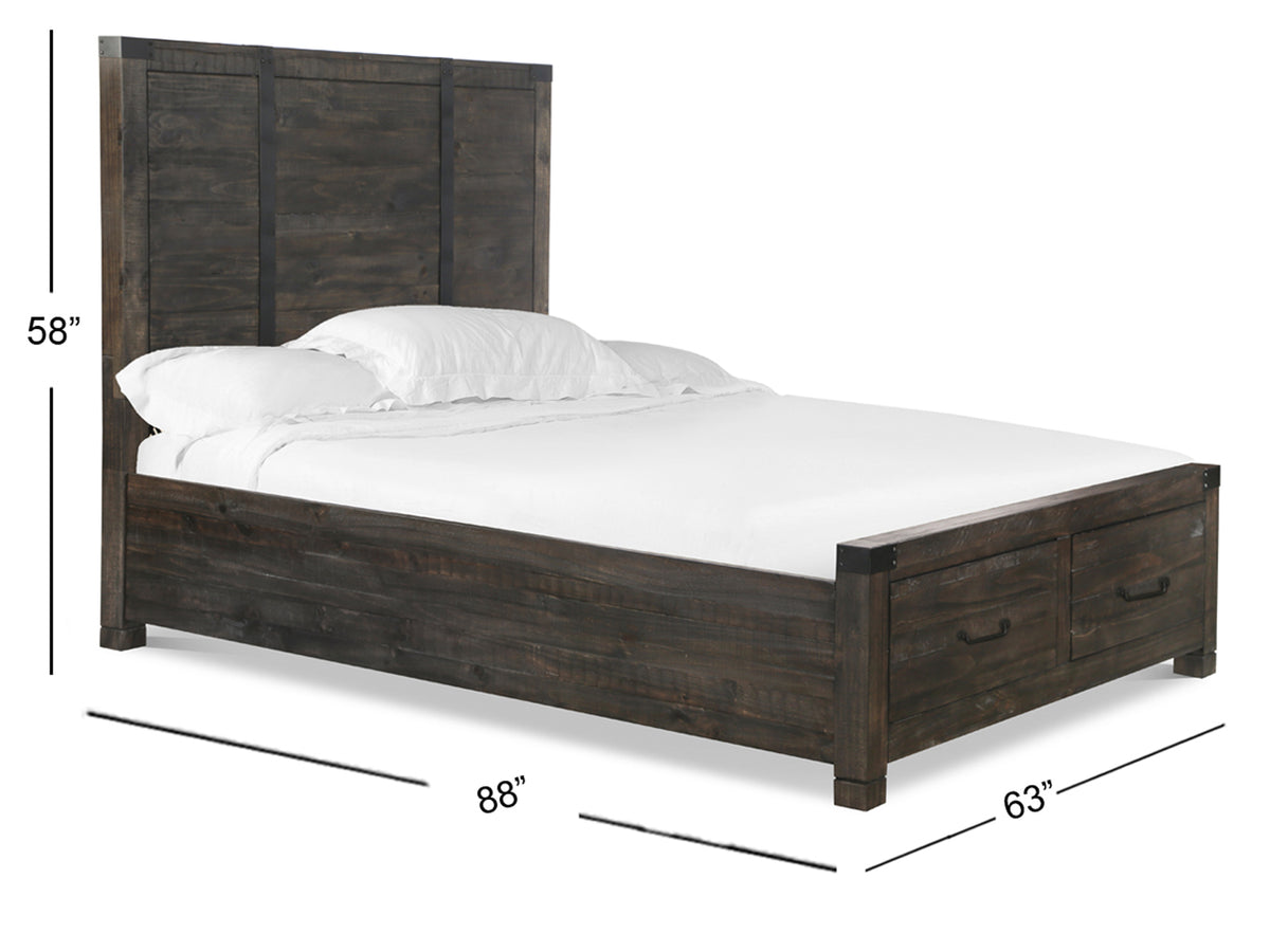 Magnussen Home Abington Weathered Charcoal Queen Panel Storage Bed