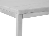 Magnussen Home Esme White Marble And Brushed Nickel Round Cocktail Table With 2 Rectangular End Table And Sofa Table