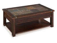 Magnussen Home Roanoke Cherry And Slate Rectangular Lift Top Cocktail Table With 2 End Table And Sofa Table