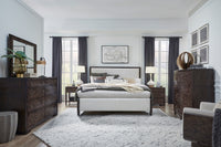 Magnussen Home Rowan Espresso King Upholstered Panel Bed With Nightstand