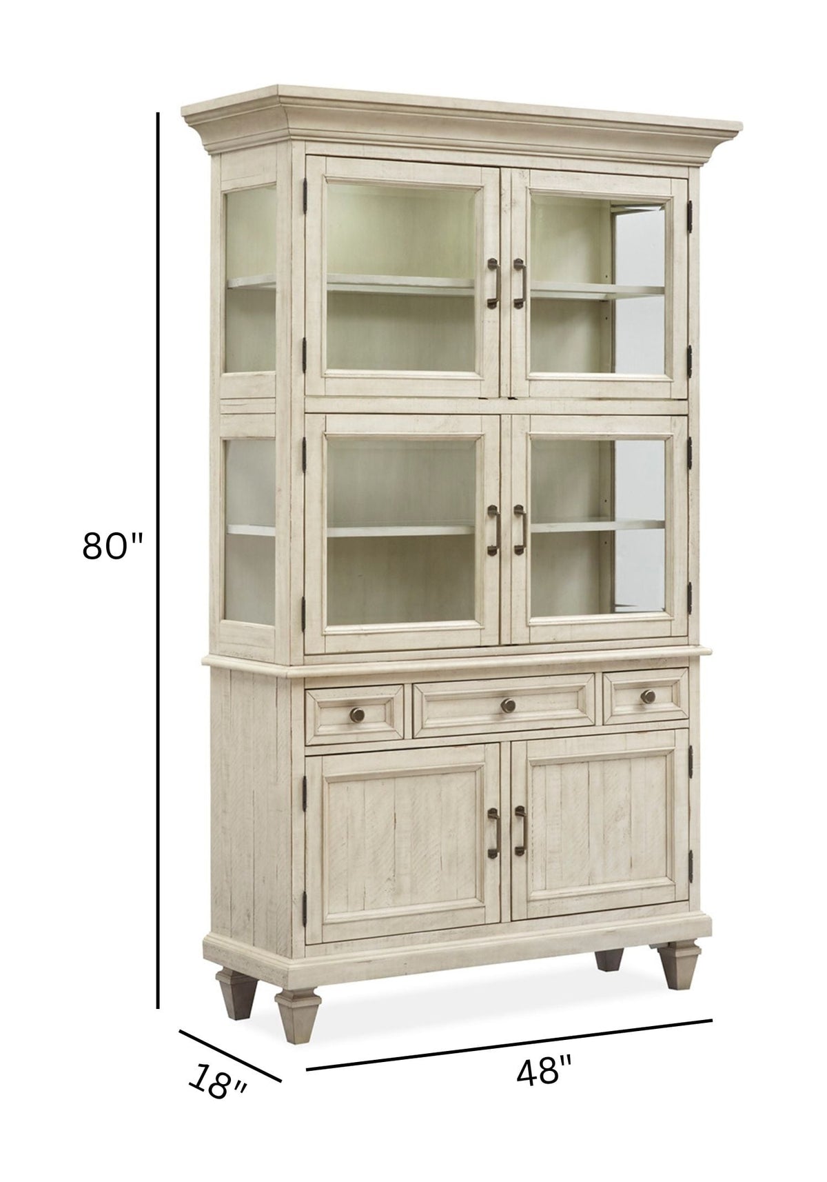 Magnussen Home Newport Alabaster Extendable Rectangular Dining Table With 4 Side Chairs Server And Dining Cabinet