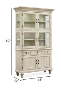 Magnussen Home Newport Alabaster Extendable Rectangular Dining Table With 4 Side Chairs Server And Dining Cabinet