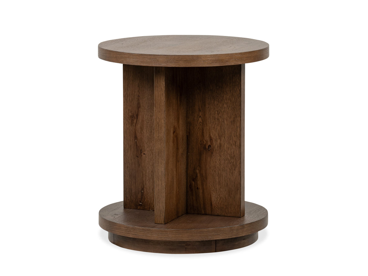 Magnussen Home Oswald Brown Round Cocktail Table With 2 End Tables