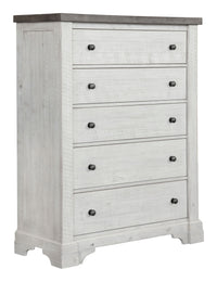Samuel Lawrence Valley Ridge Distressed White 5 Drawer Chest