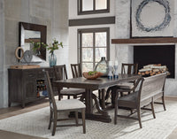 Magnussen Home Westley Falls Graphite Extendable Trestle Dining Table With 4 Side Chairs