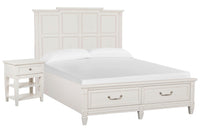 Magnussen Home Willowbrook Egg Shell White California King Panel Storage Bed With Open Nightstand