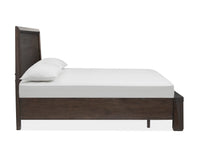 Magnussen Home Tauren Coffee Bean Queen Panel Storage Bed With Open Nightstand