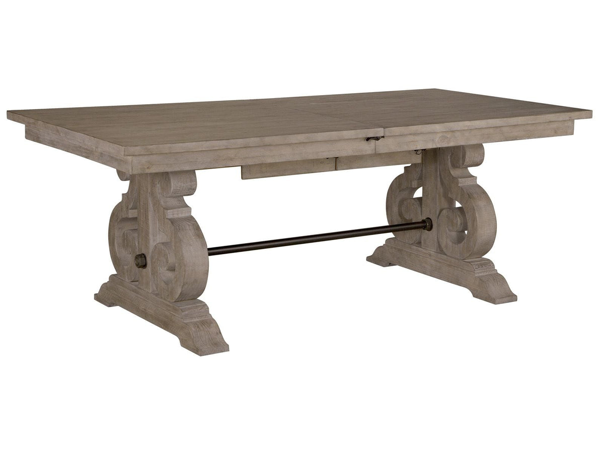 Magnussen Home Tinley Park Dove Tail Grey Extendable Rectangular Dining Table With 2 Benches Server And Dining Cabinet