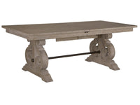 Magnussen Home Tinley Park Dove Tail Grey Extendable Rectangular Dining Table With 2 Side Chairs Bench Server And Dining Cabinet