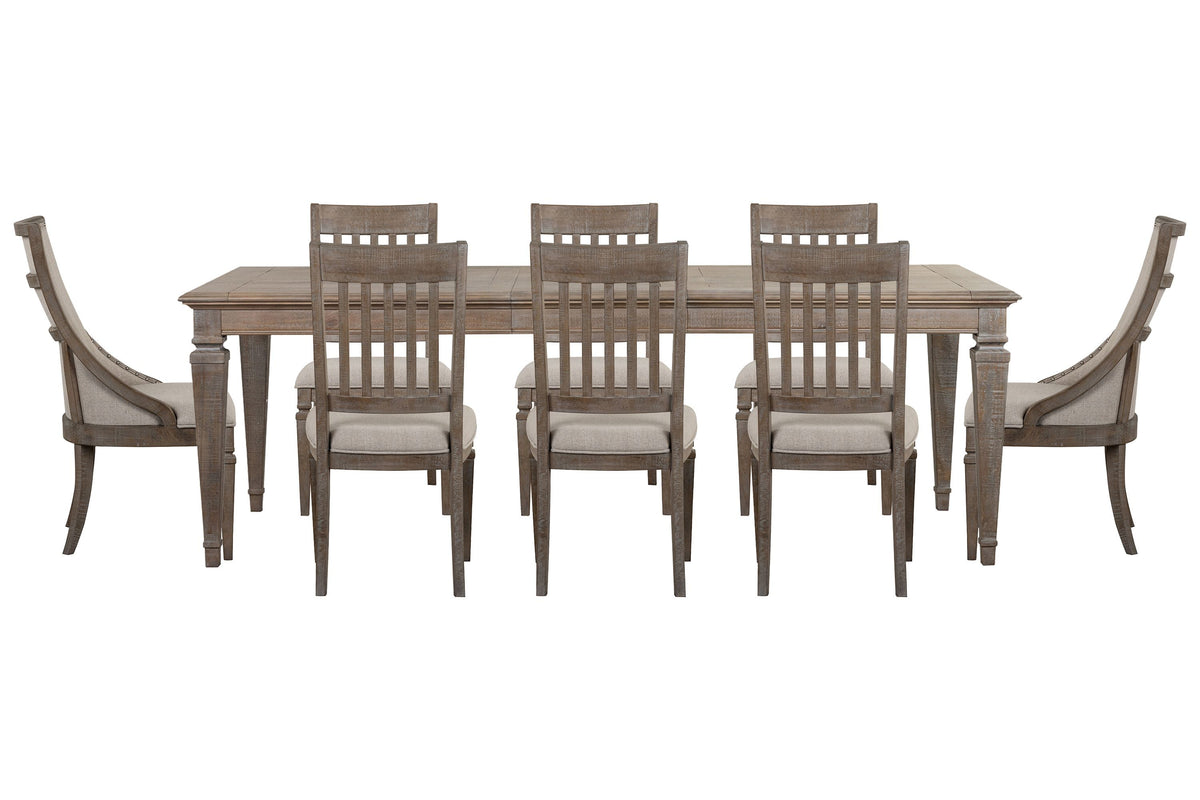 Magnussen Home Lancaster Dovetail Grey Extendable Rectangular Dining Table With 6 Side Chairs And 2 Arm Chairs