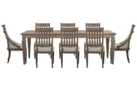 Magnussen Home Lancaster Dovetail Grey Extendable Rectangular Dining Table With 6 Side Chairs And 2 Arm Chairs