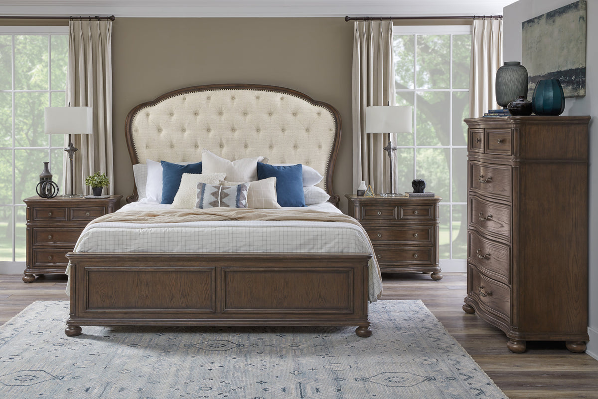 Pulaski Saddle Creek Timber Brown California King Upholstered Bed