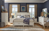 Magnussen Home Willowbrook Egg Shell White California King Panel Storage Bed With Open Nightstand