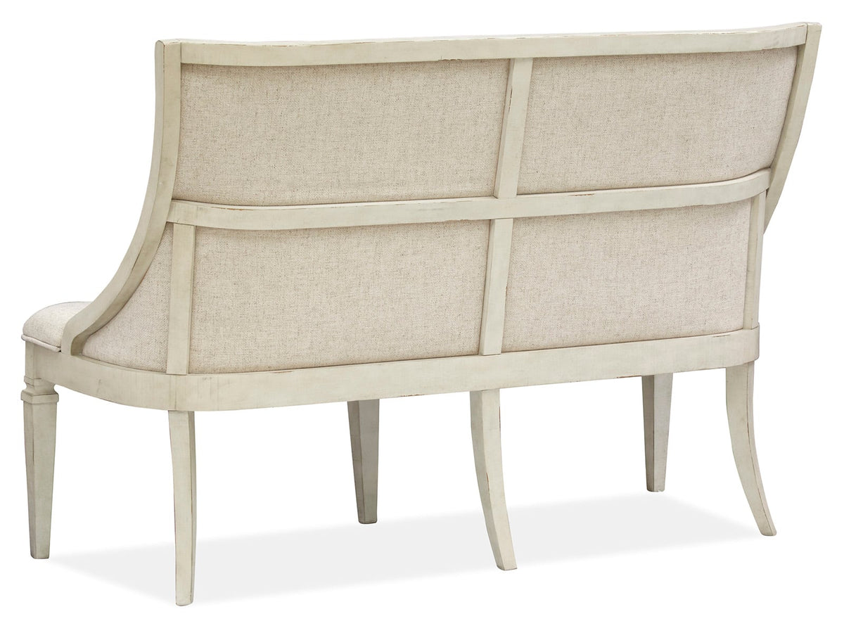 Magnussen Home Newport Alabaster Extendable Rectangular Dining Table With 2 Arm Chairs Upholstered Bench And Buffet
