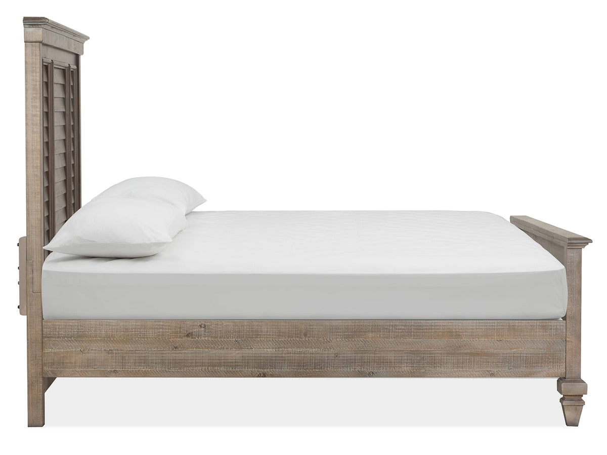 Magnussen Home Lancaster Dovetail Grey Queen Shutter Panel Bed With 2 Nighstands