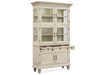 Magnussen Home Newport Alabaster Extendable Rectangular Dining Table With 4 Side Chairs Server And Dining Cabinet