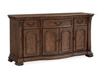 Magnussen Home Durango Willadeene Brown Extendable Trestle Dining Table With 6 Side Chairs And Buffet