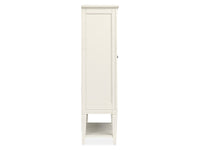 Magnussen Home Willowbrook Egg Shell White Extendable Rectangular Dining Table With 6 Upholstered Side Chairs Upholstered Bench Buffet And Display Cabinet