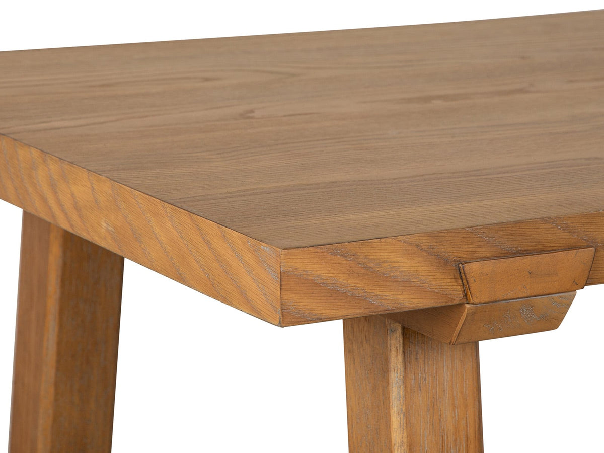 Magnussen Home Lindon Belgian Wheat Rectangular Cocktail Table With 2 Pedestal Accent End Table And Sofa Table