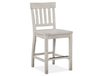Magnussen Home Bronwyn Alabaster Extendable Rectangular Counter Height Dining Table With 4 Counter Chairs Server And Dining Cabinet
