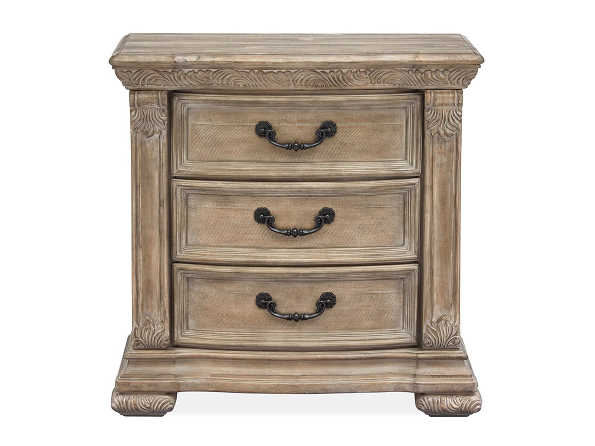 Magnussen Home Marisol Fawn Queen Panel Bed With 2 Nightstands