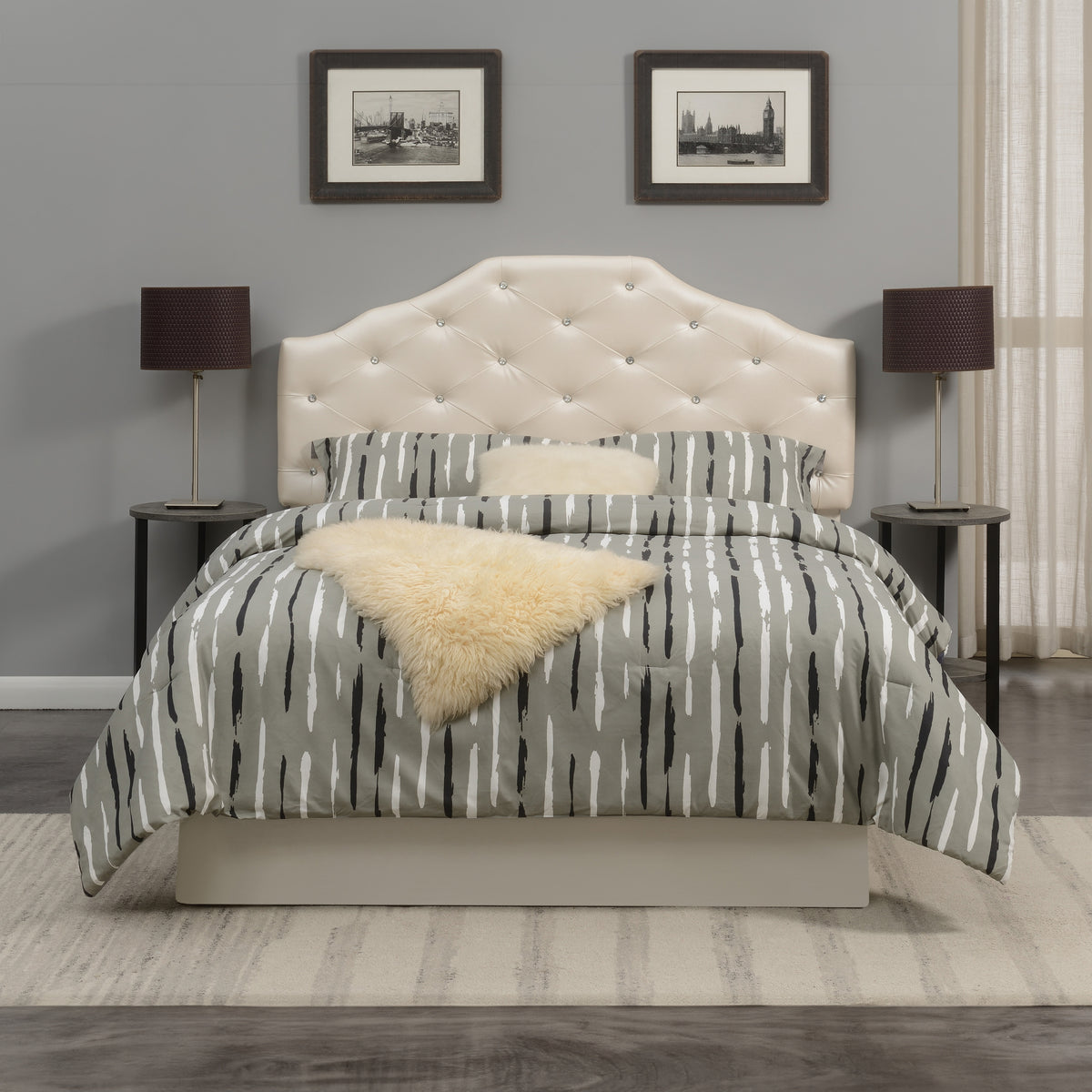Dawson Queen Headboard Silver PU