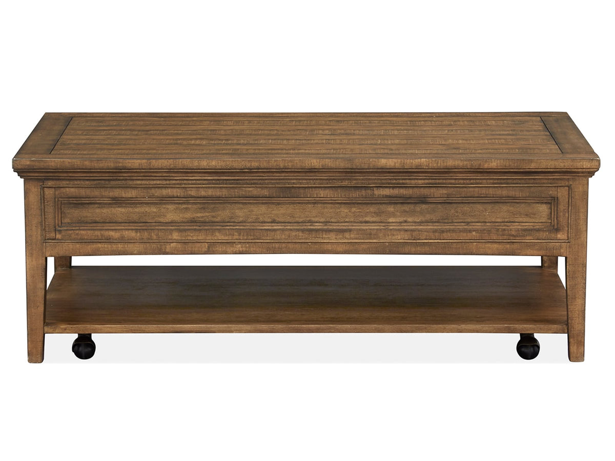 Magnussen Home Bay Creek Toasted Nutmeg Rectangular Cocktail Table With 2 Chairside End Table And Sofa Table