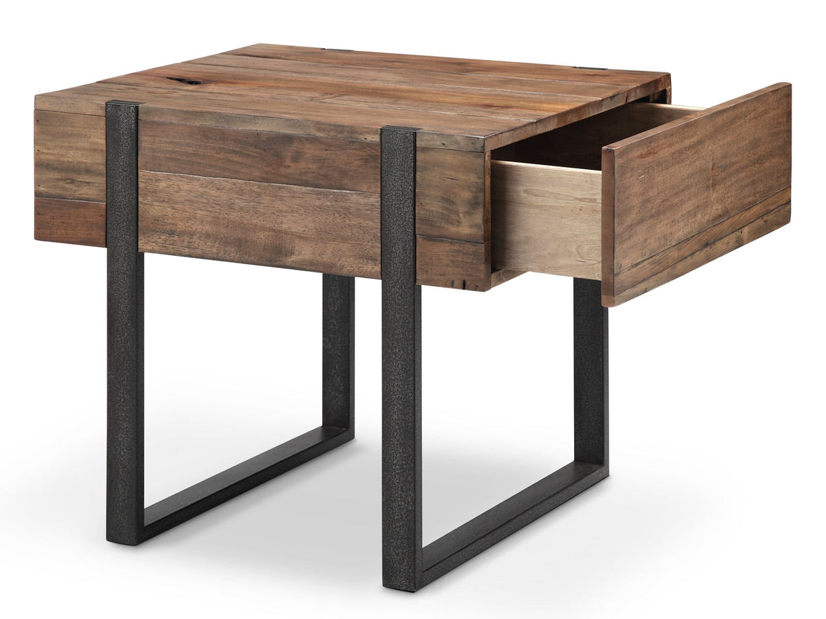 Magnussen Home Prescott Rustic Honey And Distressed Iron Condo Rectangular Cocktail Table With 2 End Table And Sofa Table