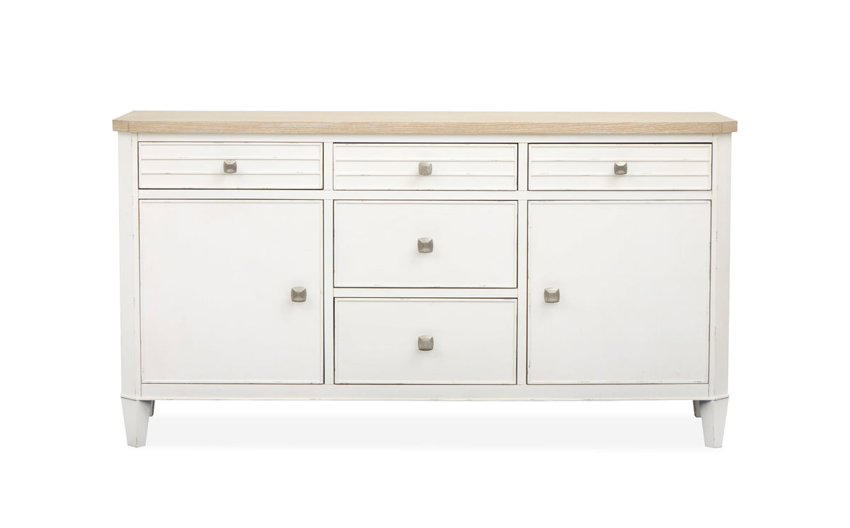 Salt Life Home Echo Isles Sea Pearl And Driftwood Extendable Rectangular Dining Table With 6 Side Chairs And Buffet