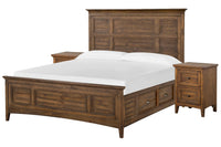Magnussen Home Bay Creek Toasted Nutmeg California King Panel Storage Bed With 2 Small Nightstands