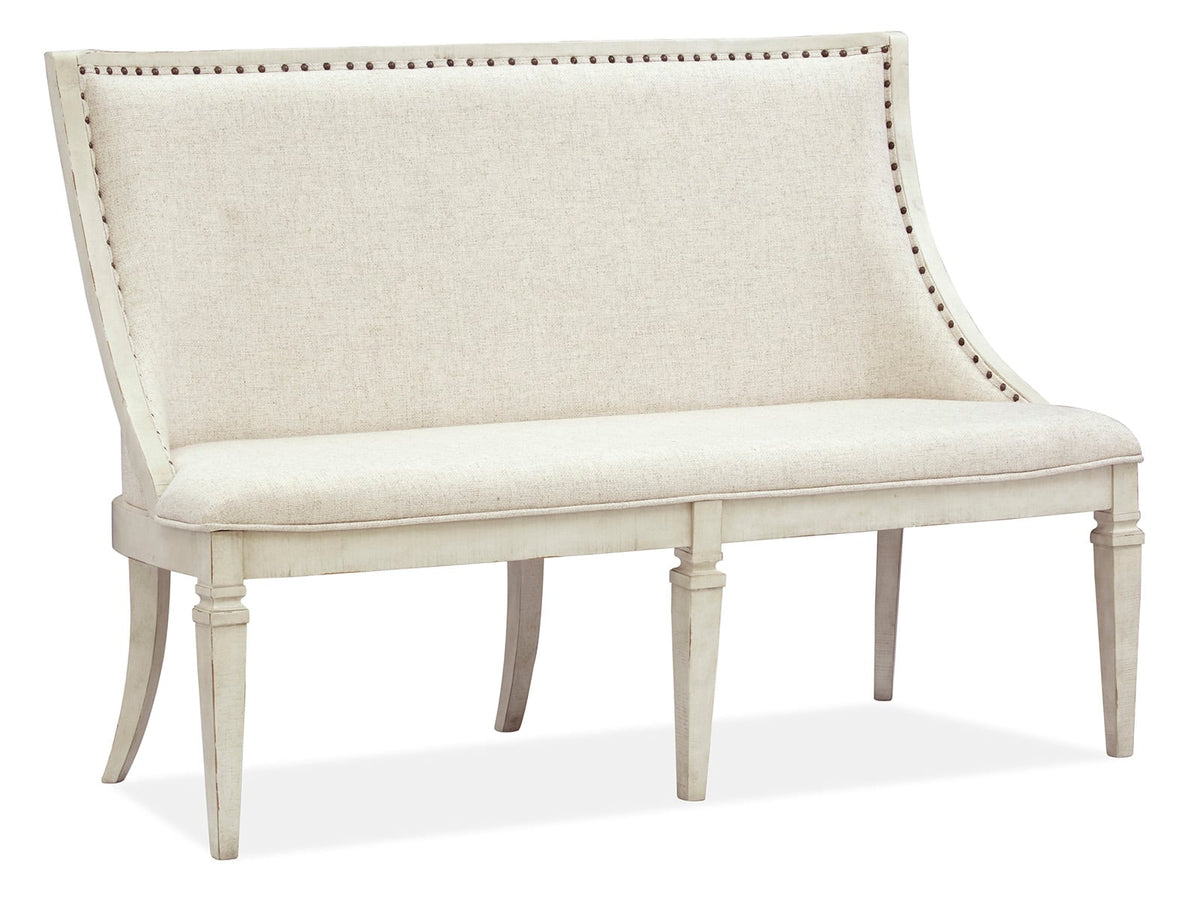 Magnussen Home Newport Alabaster Extendable Rectangular Dining Table With 2 Upholstered Benches 2 Side Chairs And Buffet