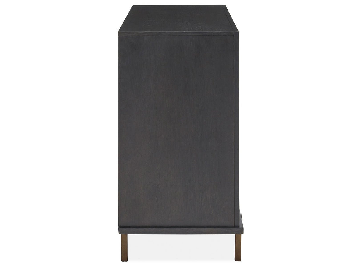 Magnussen Home Ryker Nocturn Black And Coventry Grey Rectangular Dining Table With 4 Host Chairs And Server