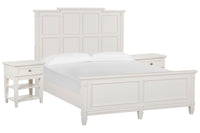 Magnussen Home Willowbrook Egg Shell White California King Panel Bed With 2 Open Nightstands
