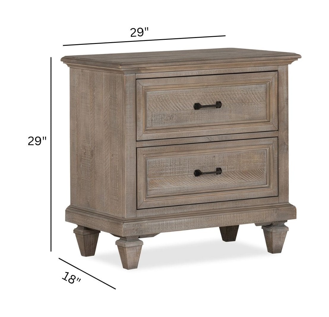 Magnussen Home Lancaster Dovetail Grey Queen Panel Bed With Nighstand