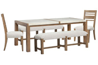 Magnussen Home Plum Creek Sierra Brown Rectangular Dining Table With 2 Benches And 2 Side Chairs