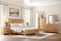 Magnussen Home Laramie Honey Wheat King Panel Storage Bed