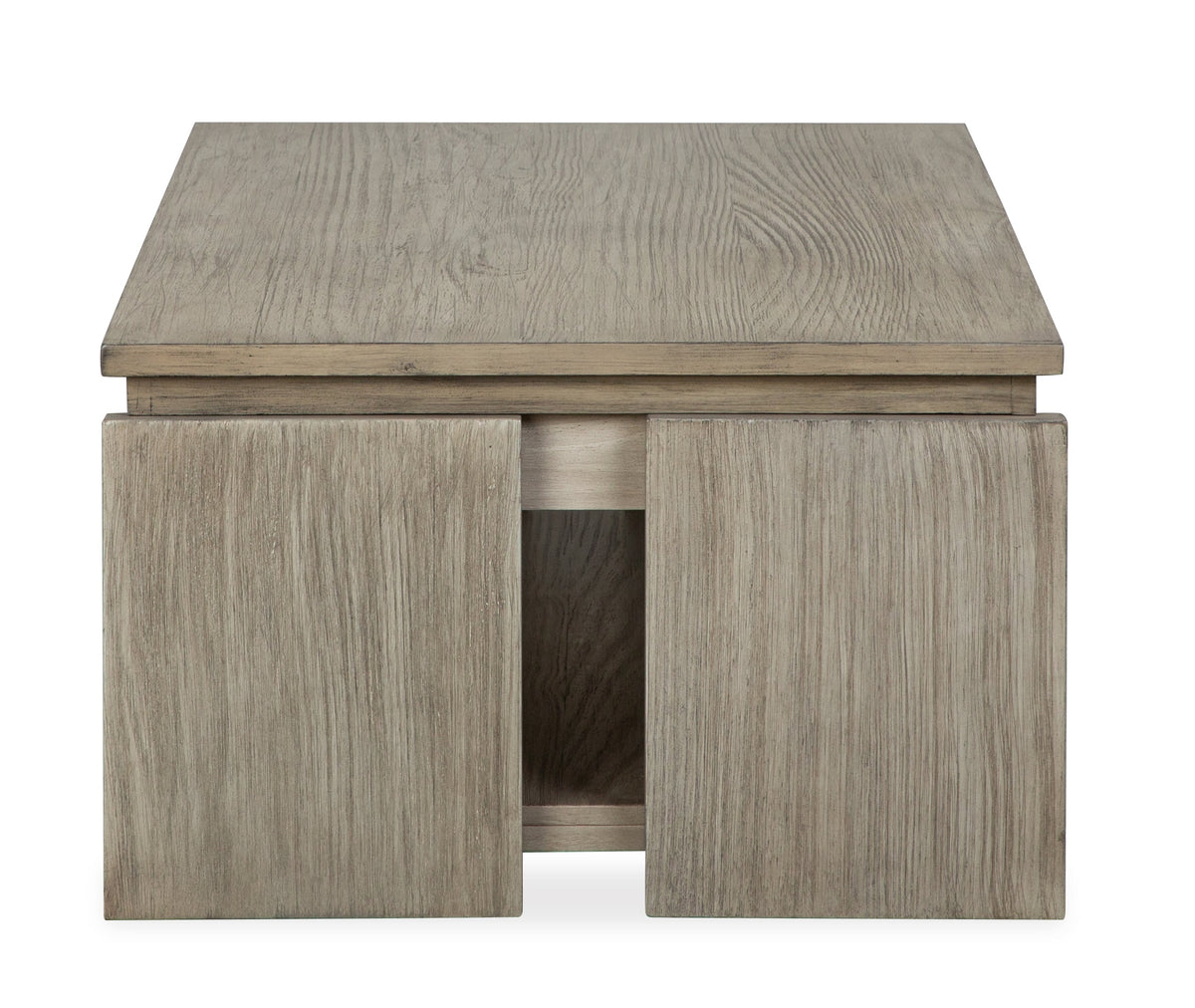 Magnussen Home Conrad Stone Harbor Grey Rectangular Lift Top Storage Cocktail Table With 2 End Table And Sofa Table