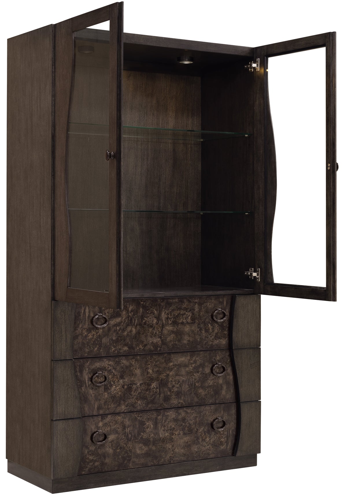 Pulaski Modern Mosaic Brown Leg Dining Table With 6 Arm Chairs And Sideboard