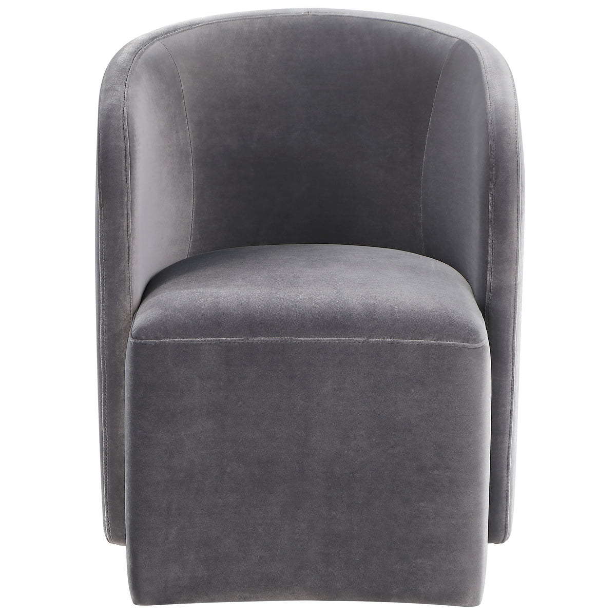 Annie Gray Velvet Barrel Chair w/Casters