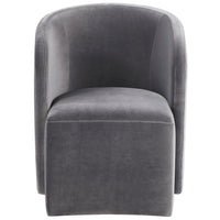Annie Gray Velvet Barrel Chair w/Casters