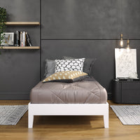 Nix White Solid Wood Platform Bed, Twin